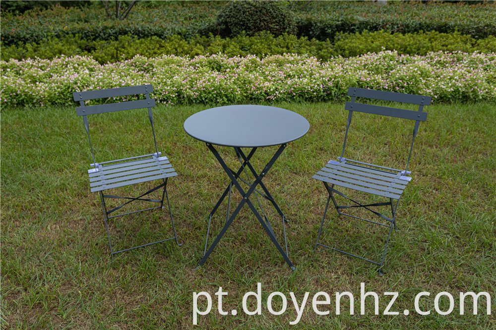 3 Pieces Set of Metal Foldable Outdoor Table and Chairs